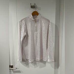 SanSolil Rose Gold metallic tree print UFP quarter zip shirt, Large, worn twice.